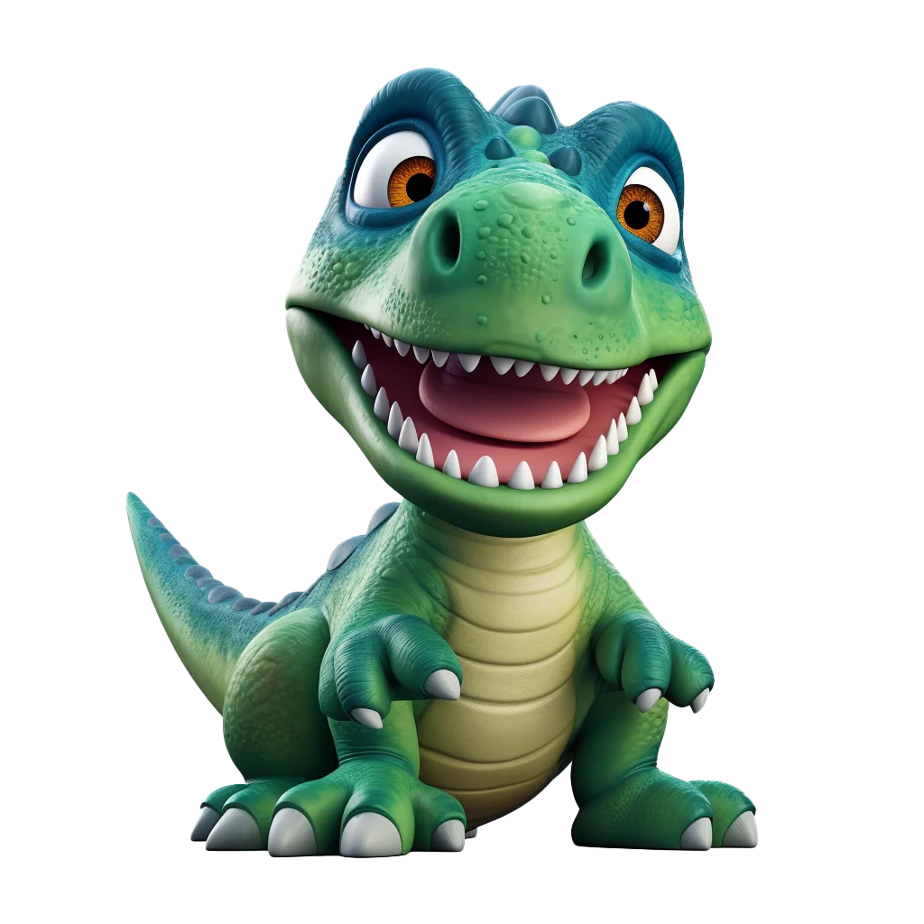 Playful Cartoon Green Dinosaur Free PNG