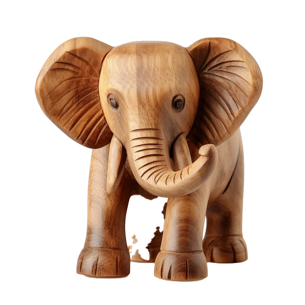 Handmade Wooden Elephant Figurine Free PNG