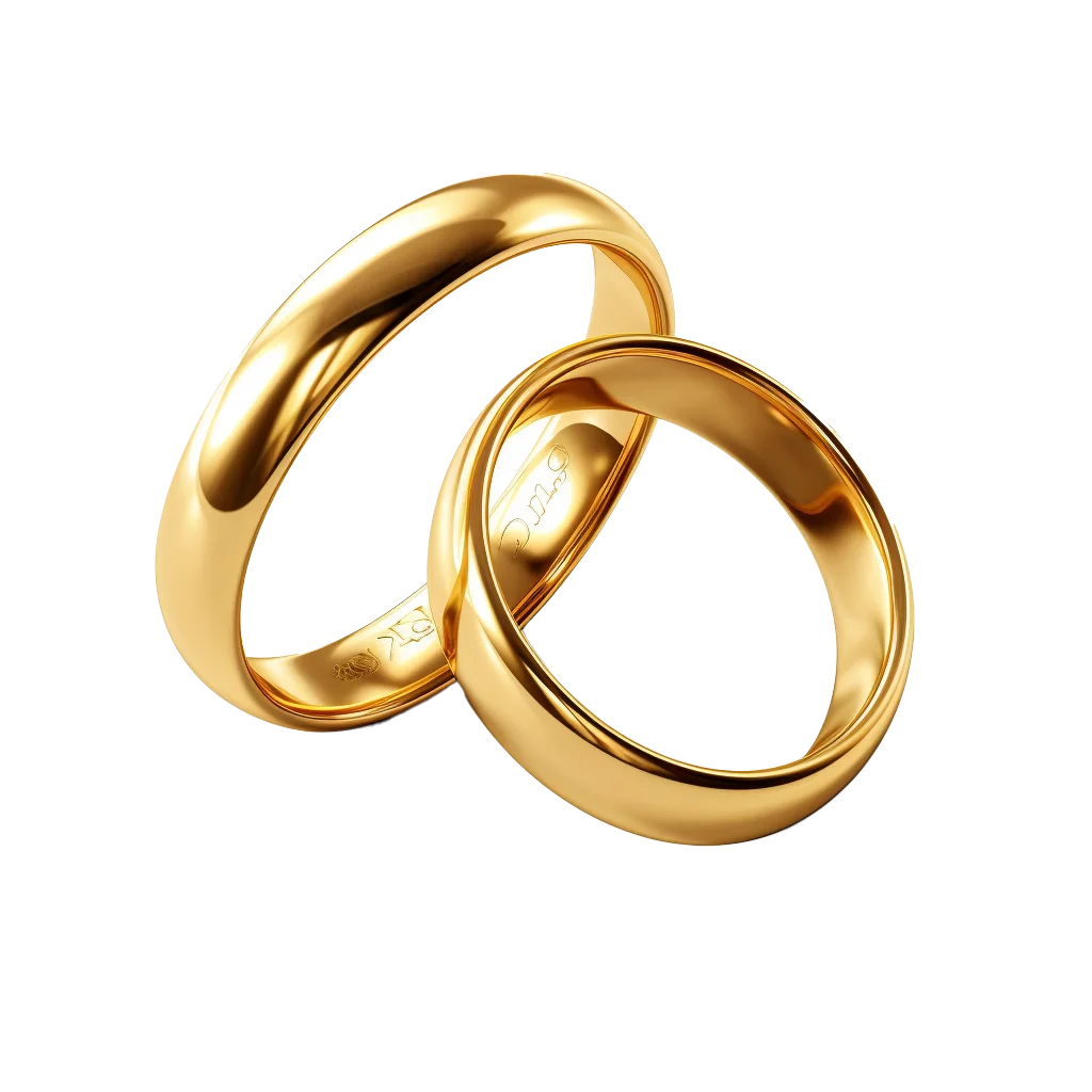 Pair of Shiny Yellow Gold Rings Free PNG