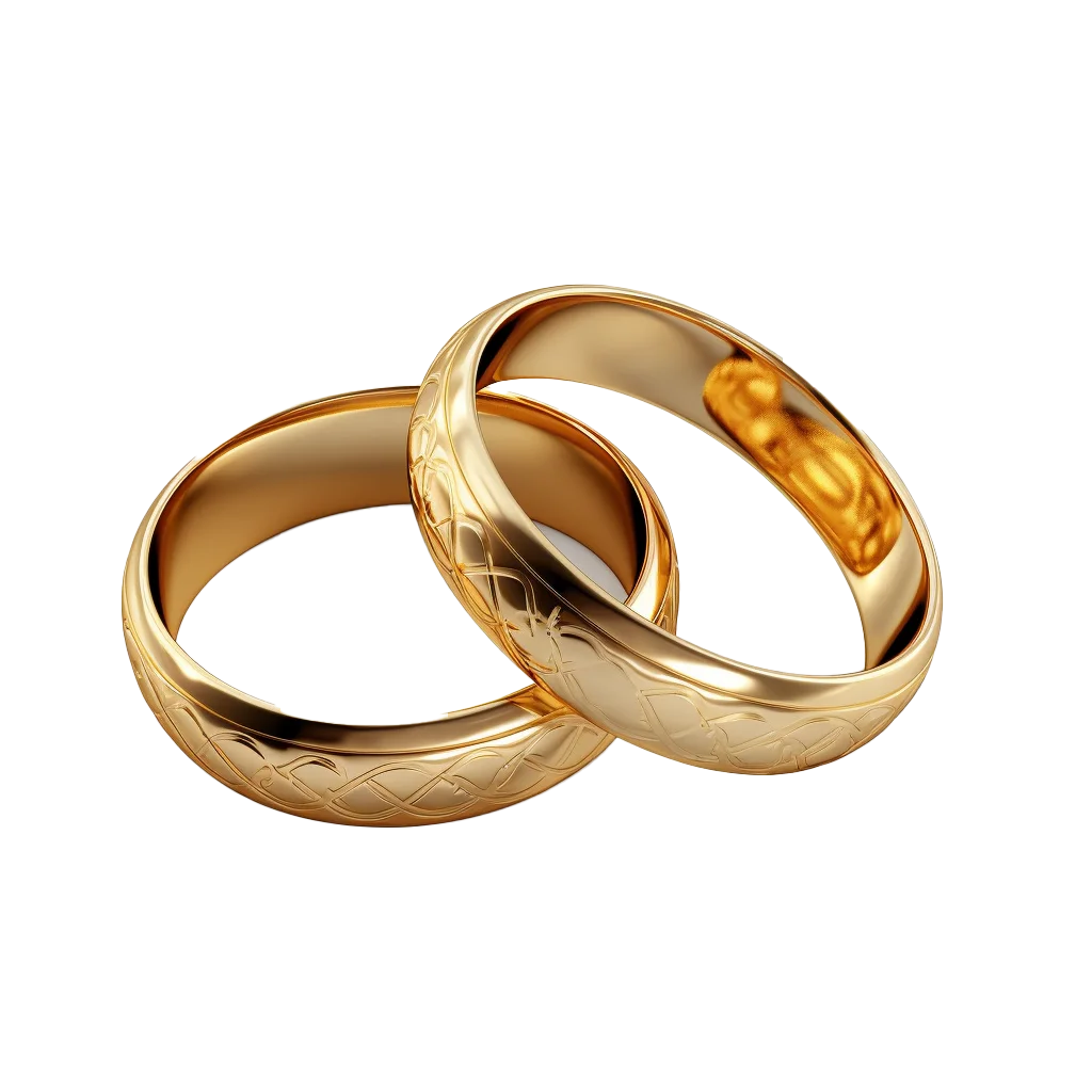 Two Polished Gold Wedding Rings Free PNG