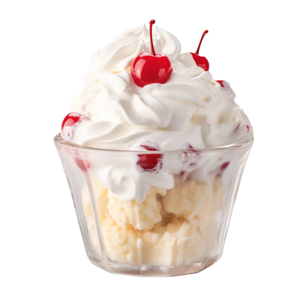 Vanilla Ice Cream Sundae with Cherries Free PNG