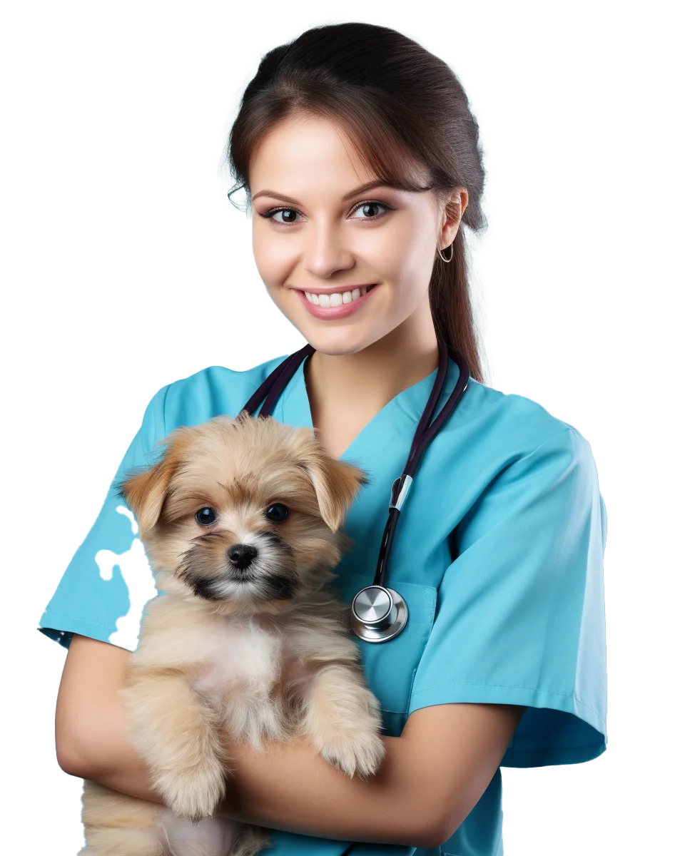 Smiling Female Vet with Little Dog Free PNG