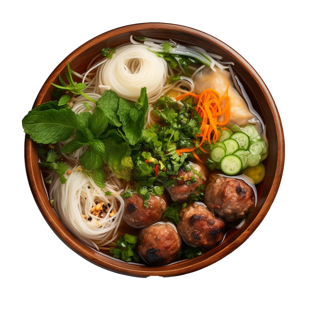 Asian Meatball Noodle Soup Bowl Free PNG