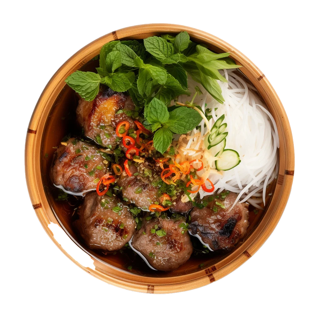 Vietnamese Bun Cha Meatballs in Bowl Free PNG