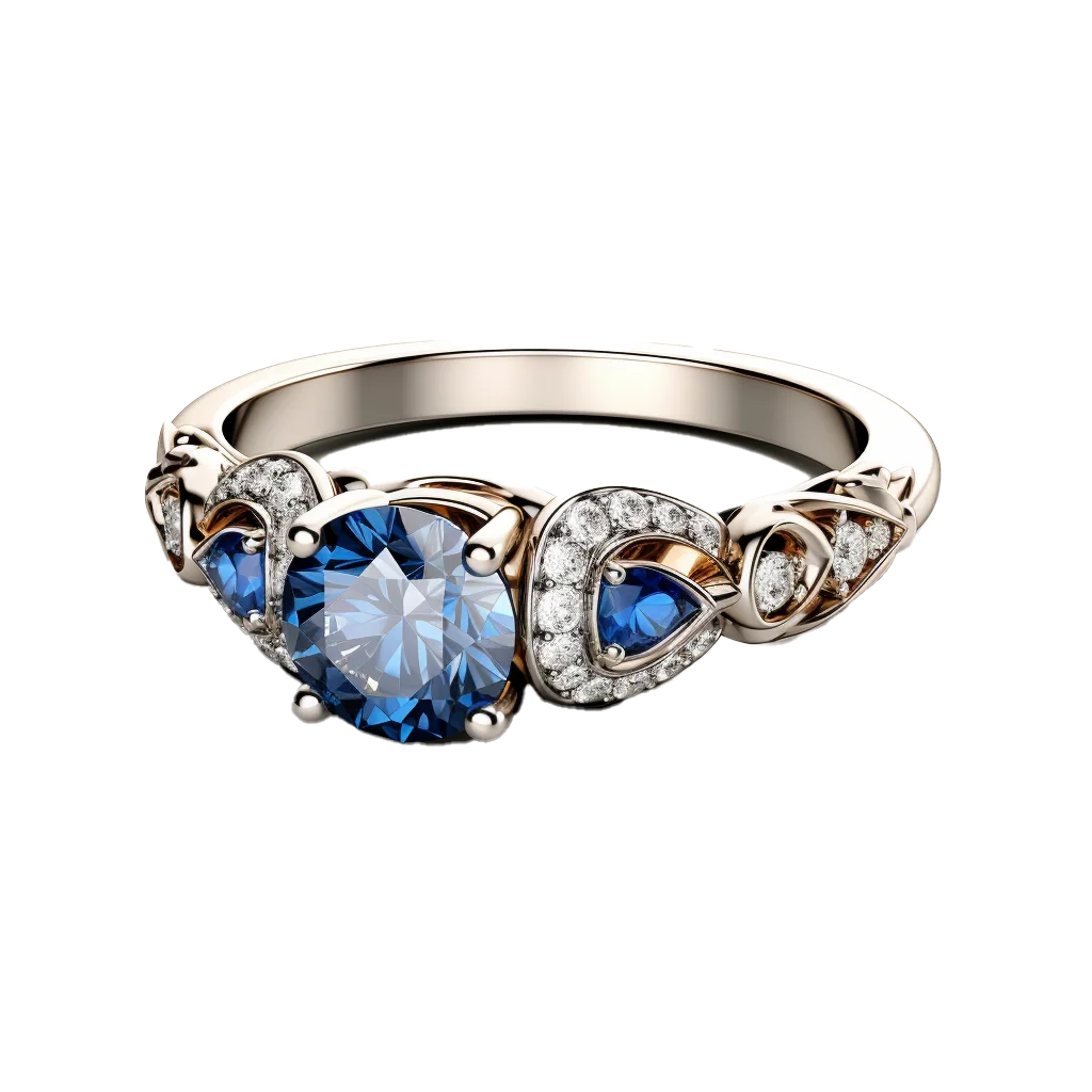 Vintage Silver Blue Sapphire Band Free PNG