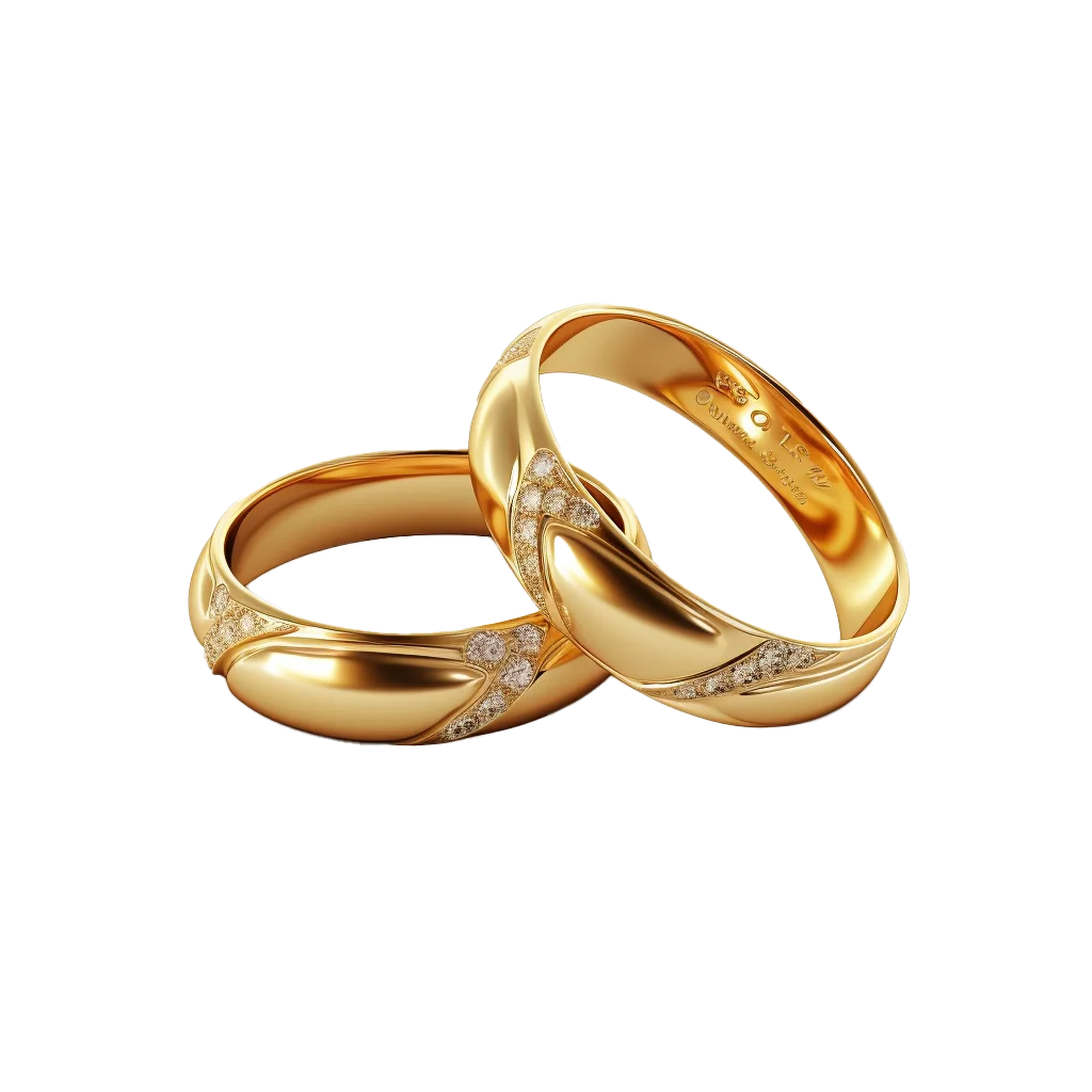 Gold Wedding Bands with Diamonds Free PNG