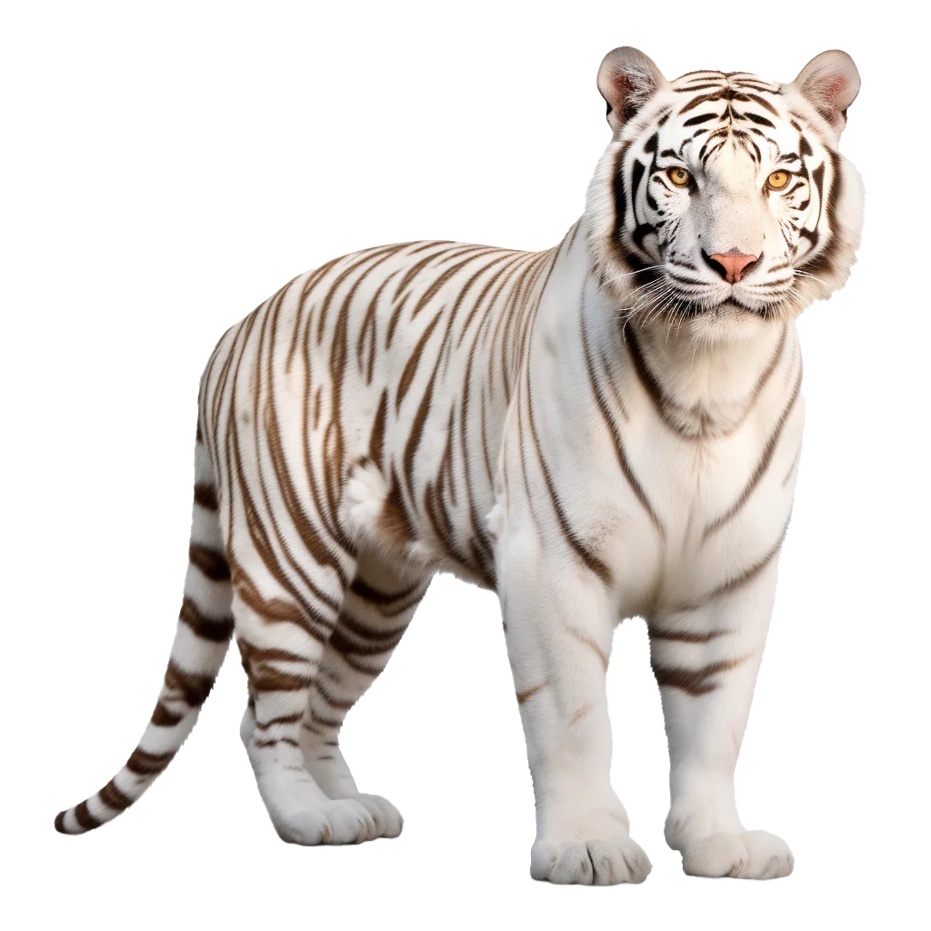 Full Body White Tiger Walking Free PNG
