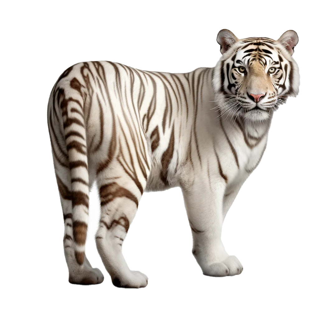 White Bengal Tiger Standing Free PNG