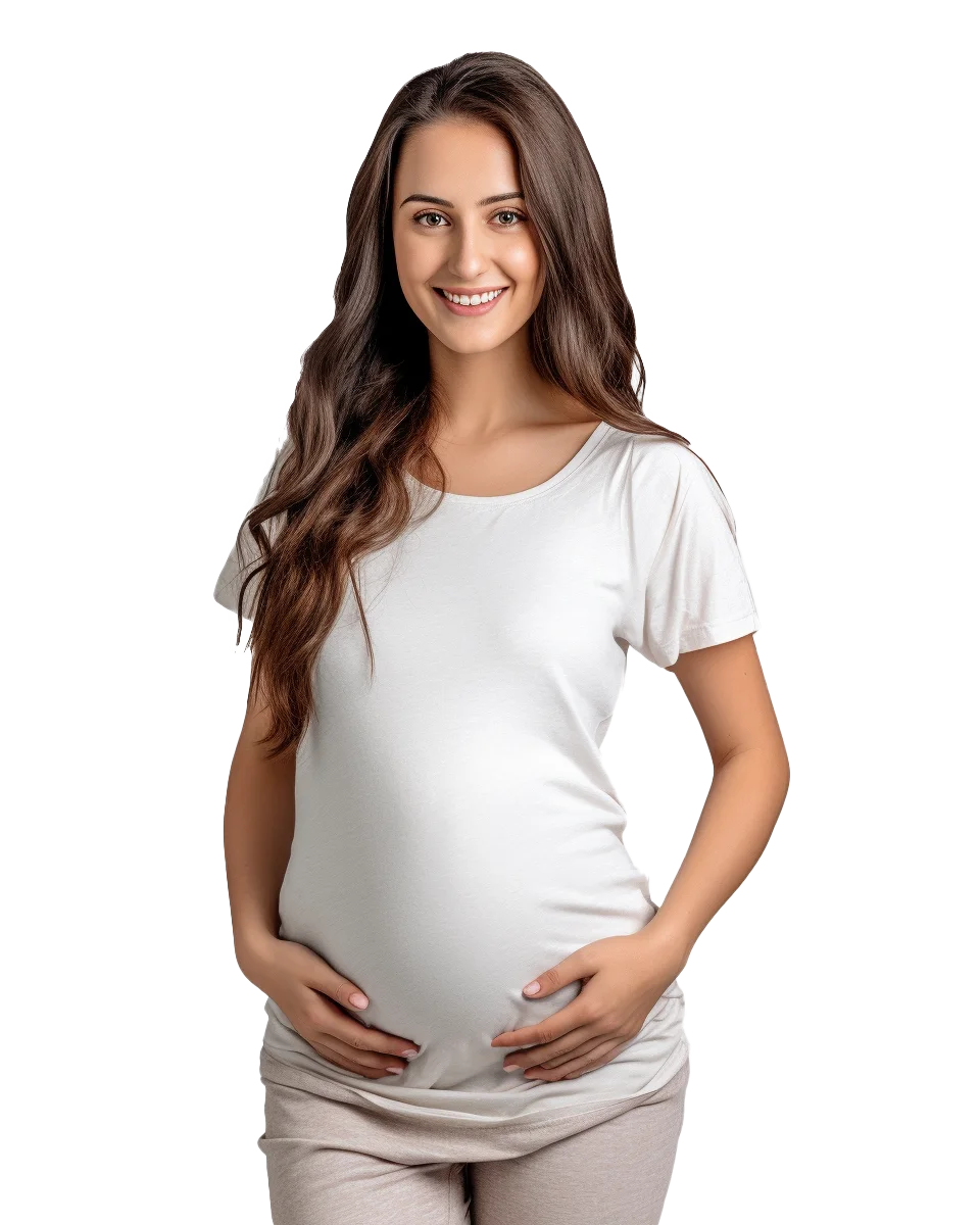 Expecting Mother in White T-Shirt Free PNG