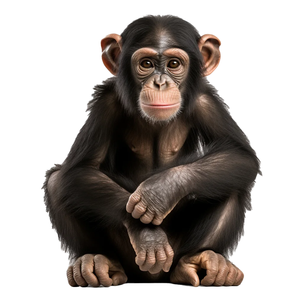 Sitting Wild Chimpanzee Free PNG