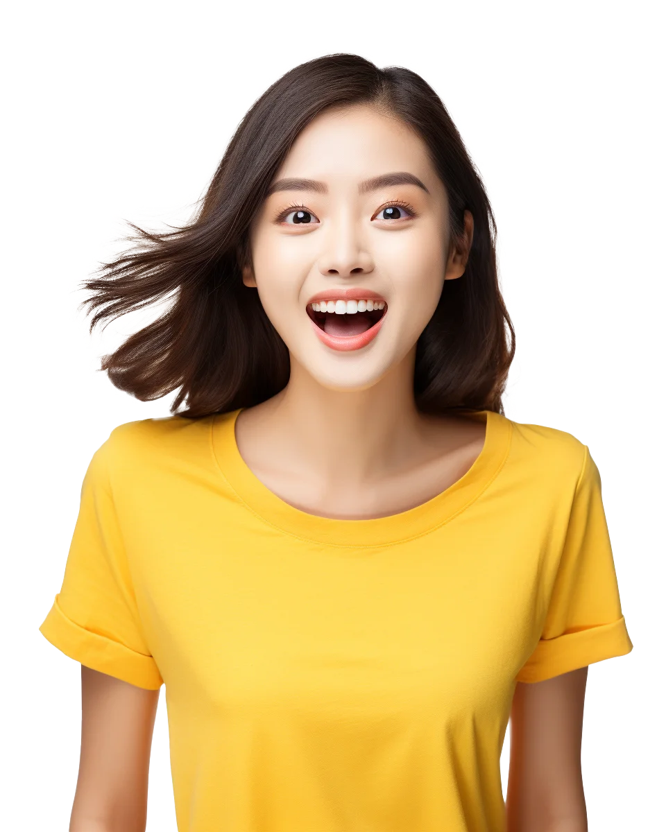 Excited Asian Woman Cheering Free PNG