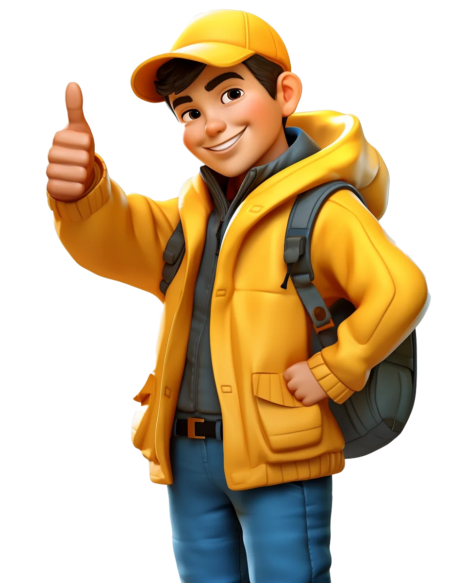 3D Delivery Boy Giving Thumbs Up Free PNG
