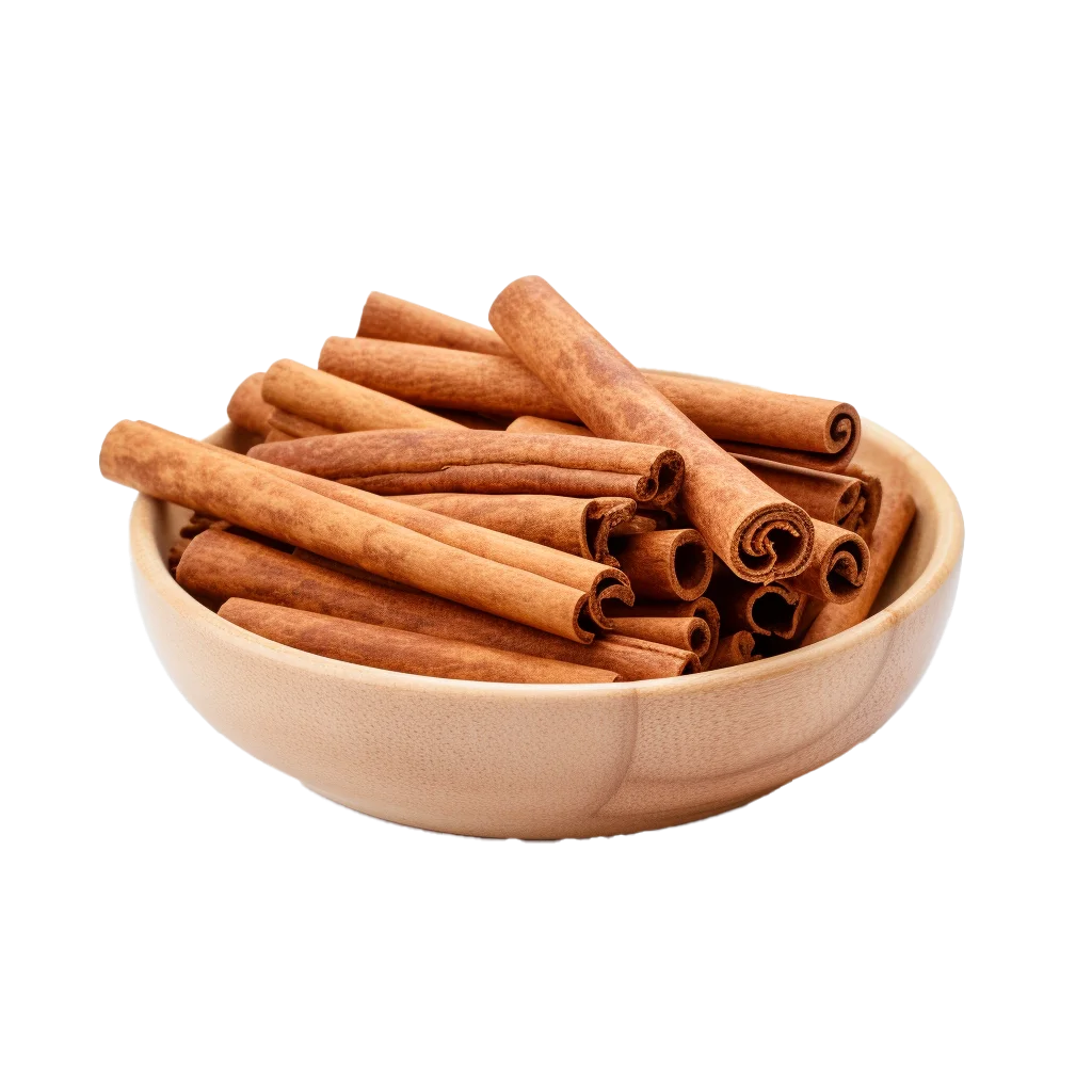 Cinnamon Sticks in Wooden Bowl Food Seasoning Free PNG
