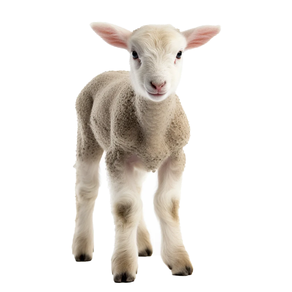 Sweet White Lamb Standing Isolated Free PNG