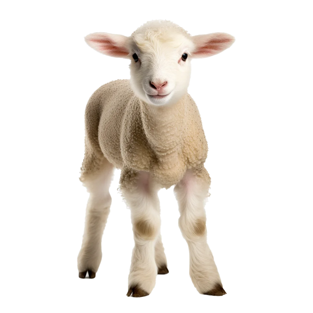 Cute Woolly Baby Lamb Standing Free PNG
