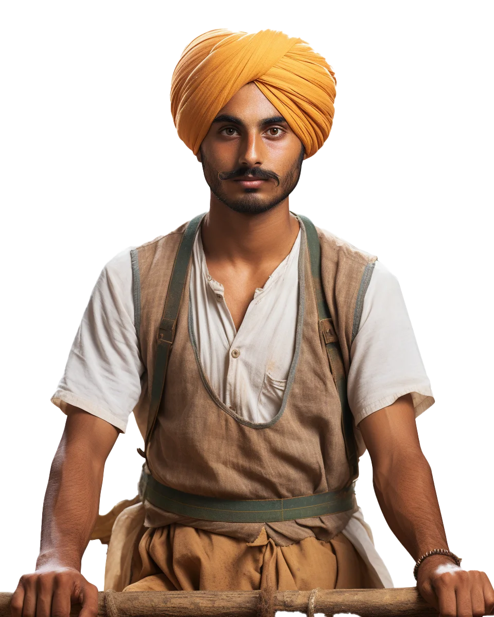 Indian Farmer in Mustard Turban Free PNG