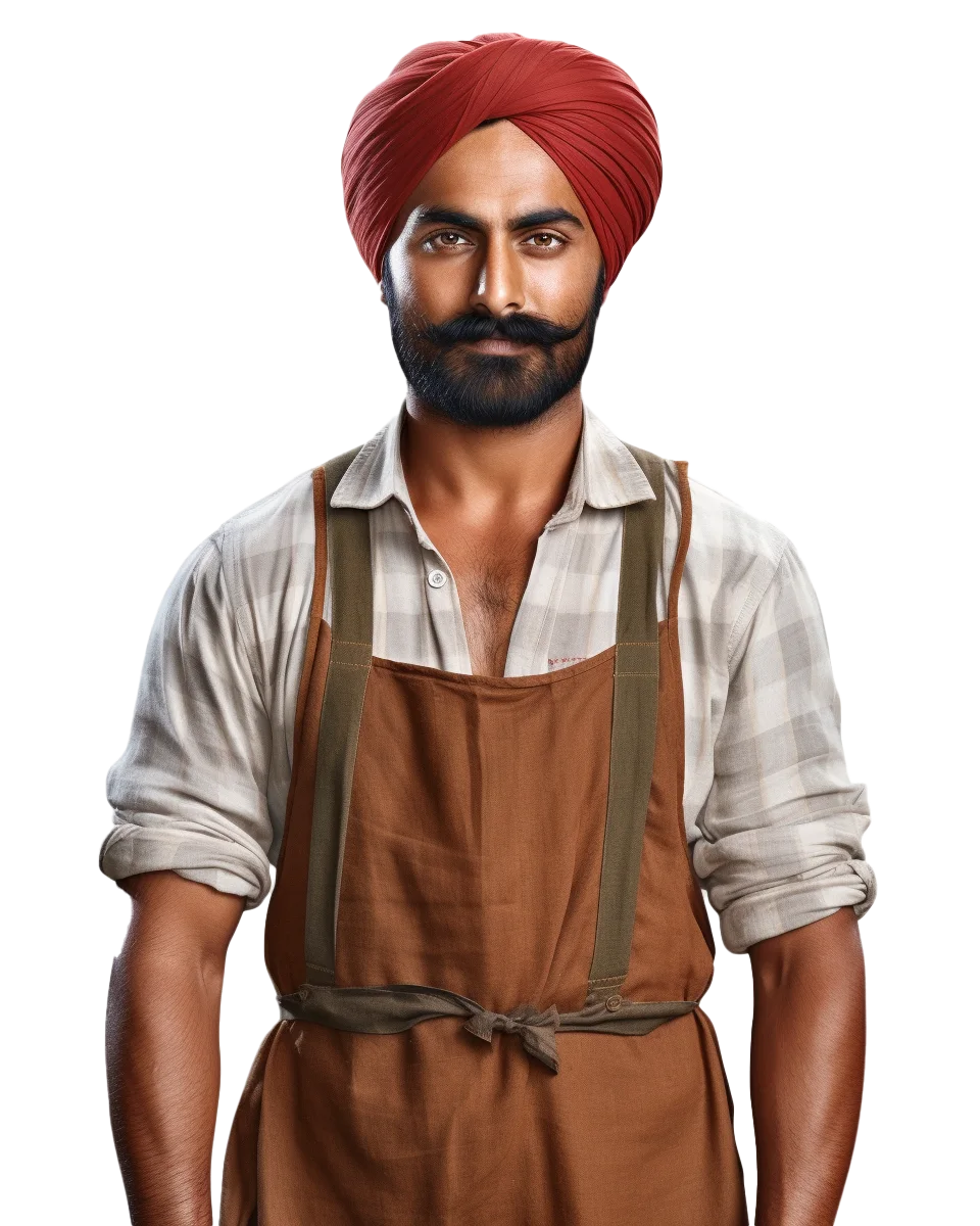 Sikh Farmer in Red Turban Free PNG