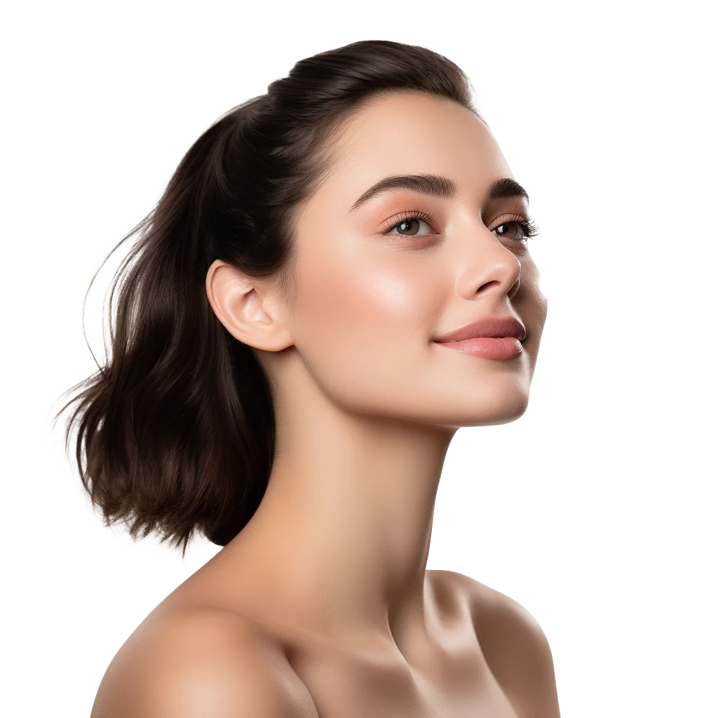 Smiling Brunette Neck and Shoulder Pose Free PNG