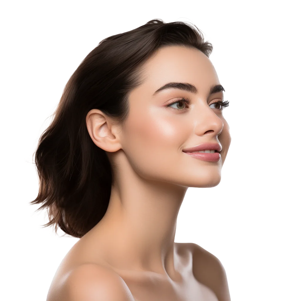 Smiling Brunette Headshot Side Profile Free PNG