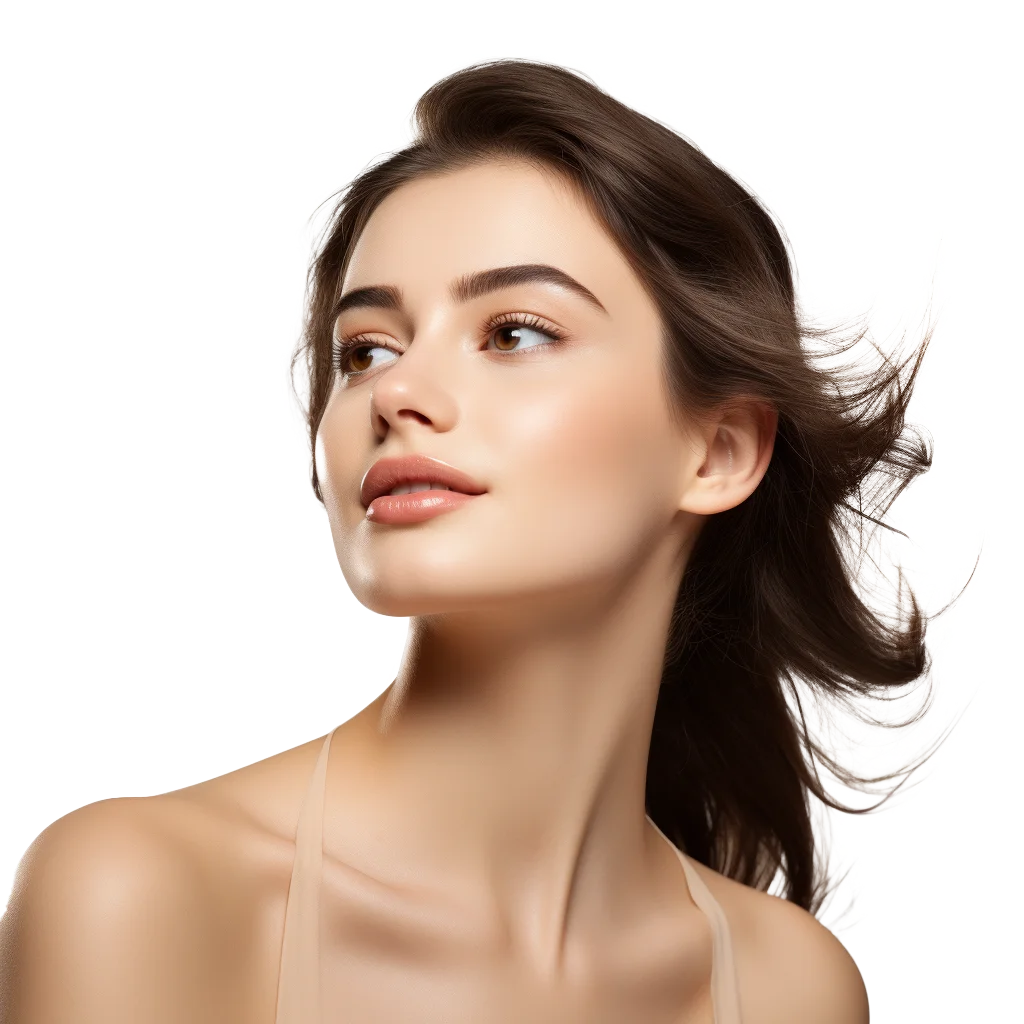 Serene Brunette Model Looking Up Free PNG