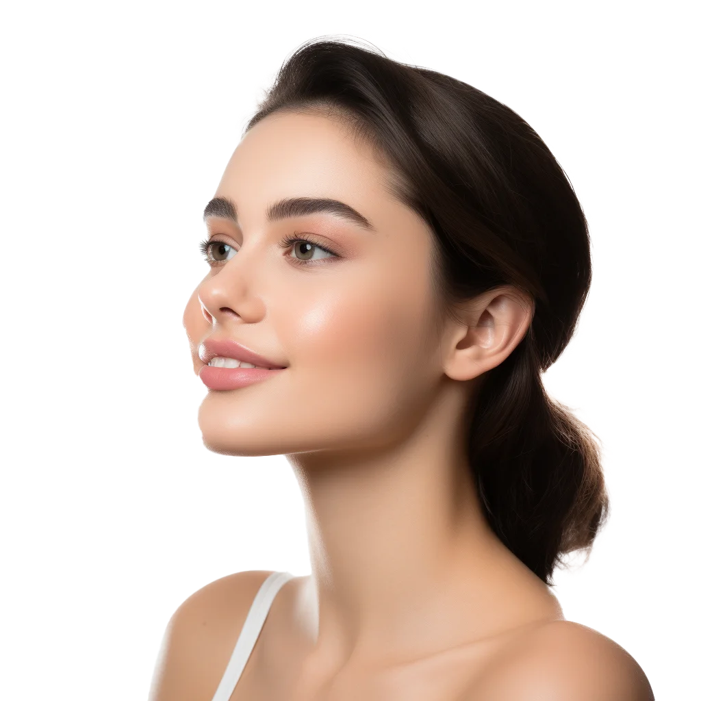 Side Profile Smiling Young Woman Free PNG