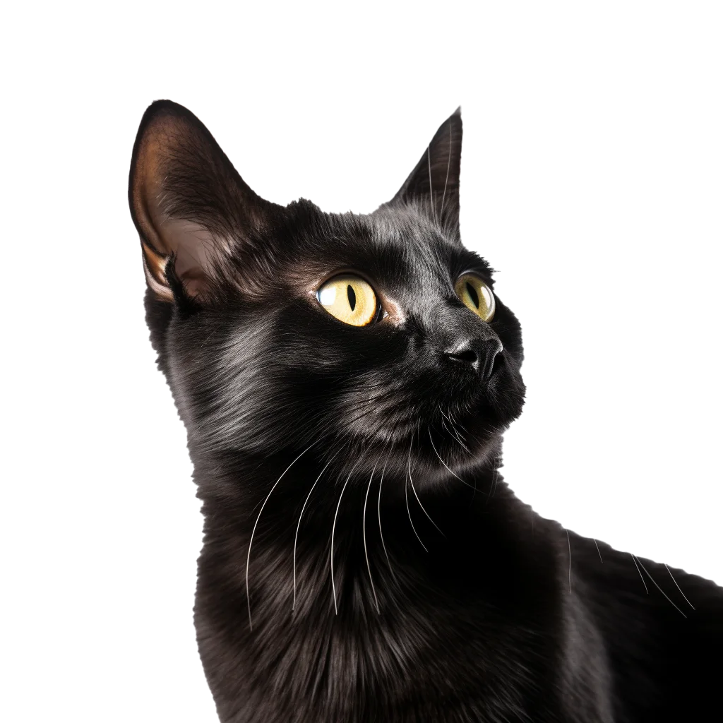 Black Cat Turning Head Profile Portrait Free PNG