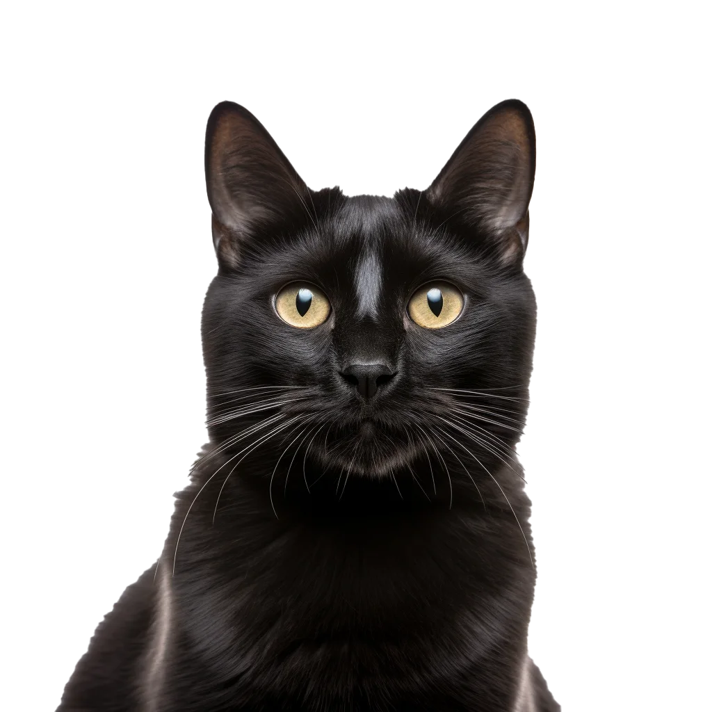 Black Cat with Yellow Eyes Sitting Alert Free PNG