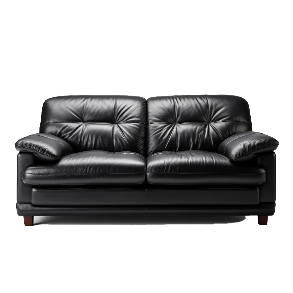 Black Leather Double Cushion Loveseat Free PNG