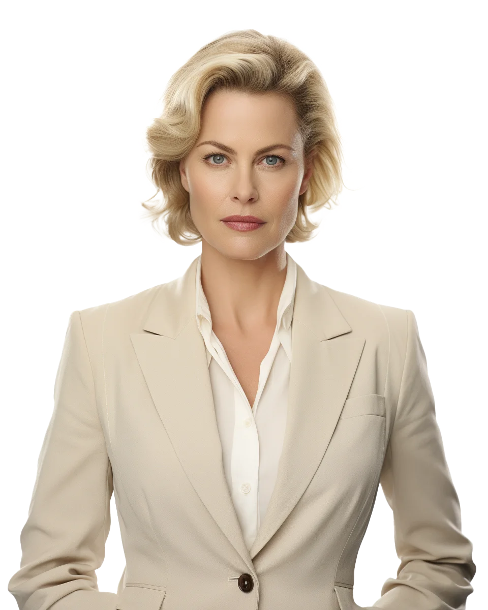 Blonde Businesswoman in Cream Suit Blazer Free PNG