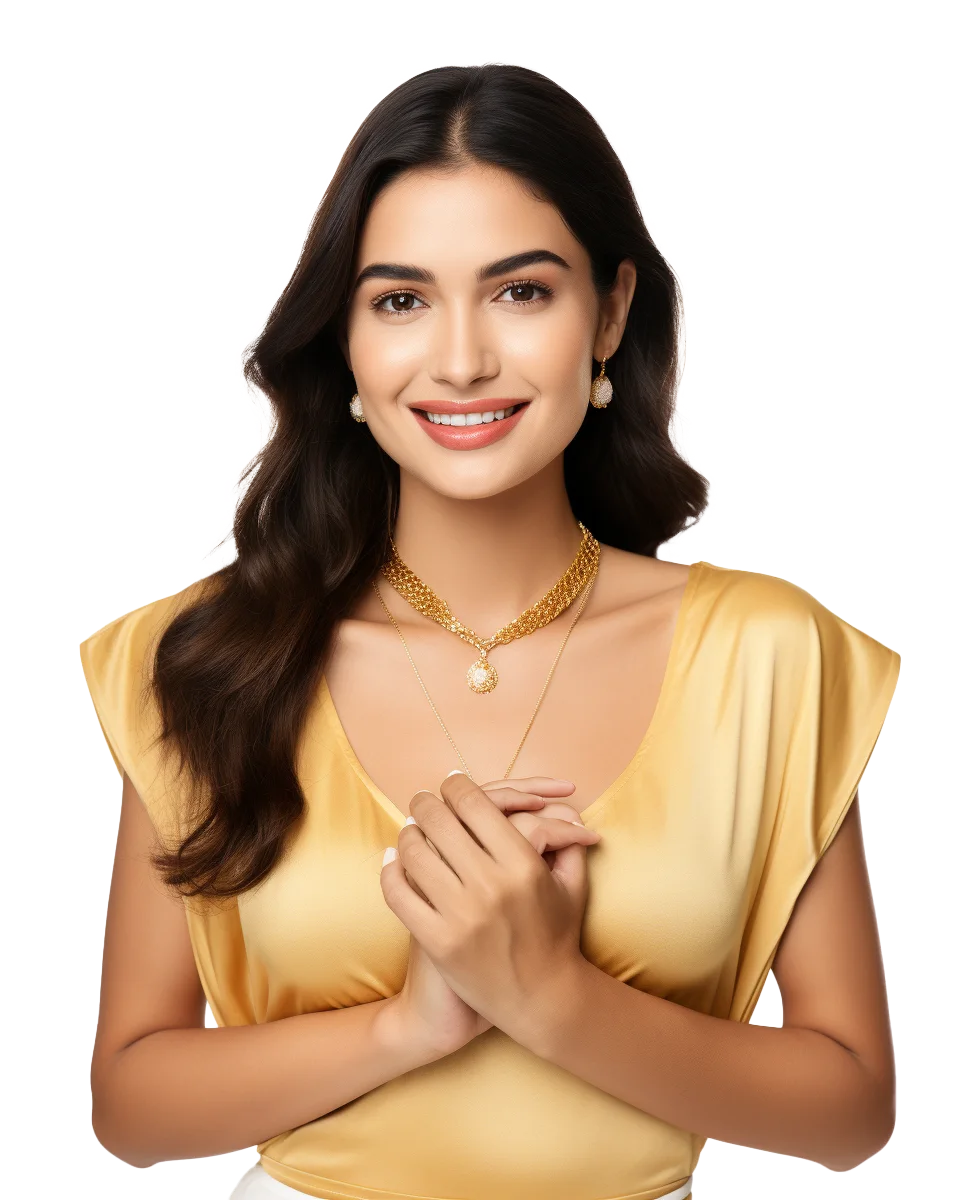 Pretty Young Woman Smiling in Yellow Outfit Free PNG