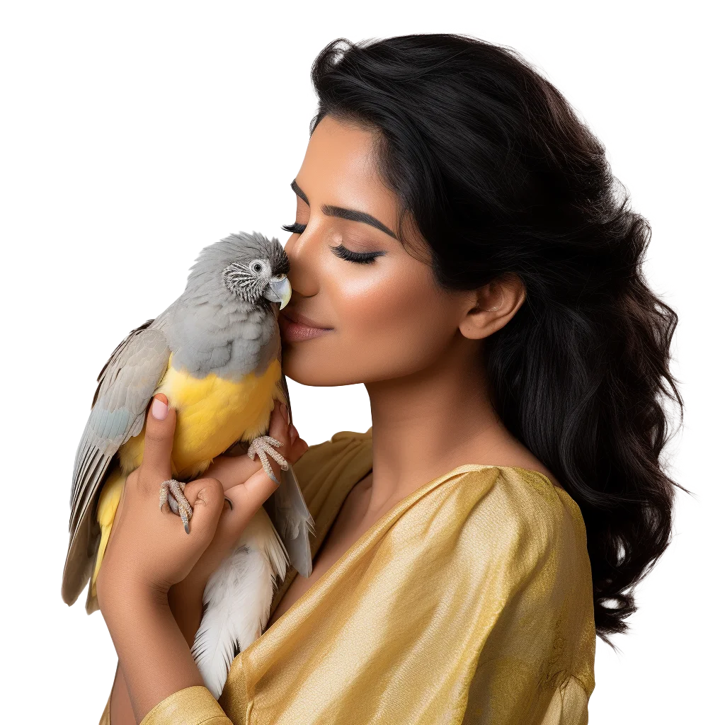 Woman Holding Pet Parrot Exotic Bird Lover Free PNG