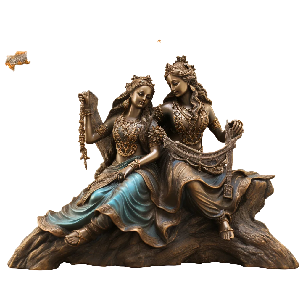 Vintage Bronze Romantic Couple Figurine Free PNG