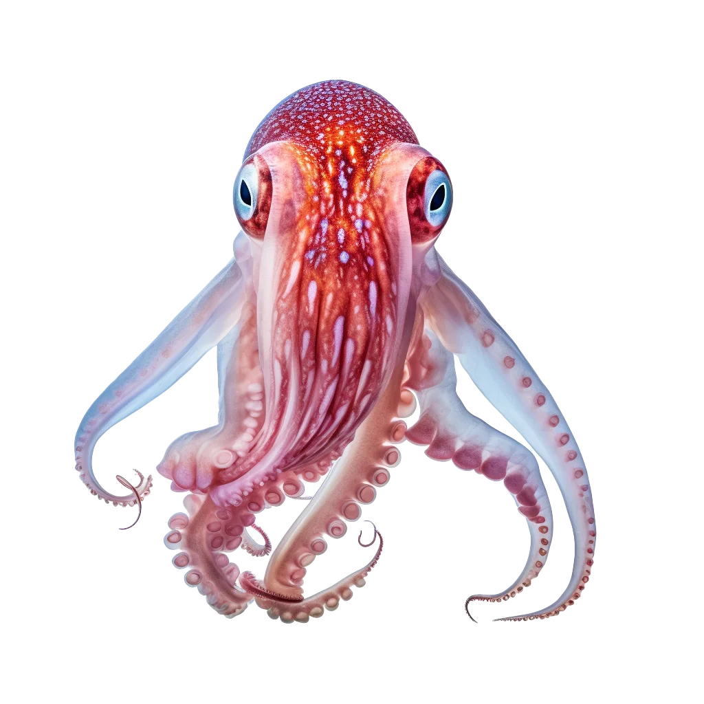 Cute 3D Pink Squid Sea Creature Character Free PNG