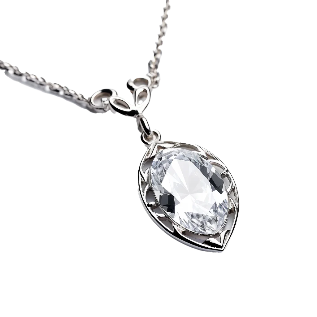 Round Crystal Solitaire Pendant Silver Necklace Free PNG