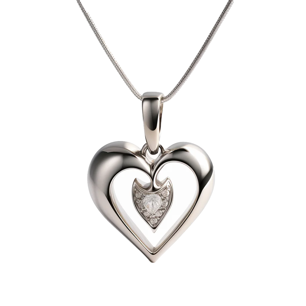 Silver Open Heart Diamond Pendant Necklace Free PNG