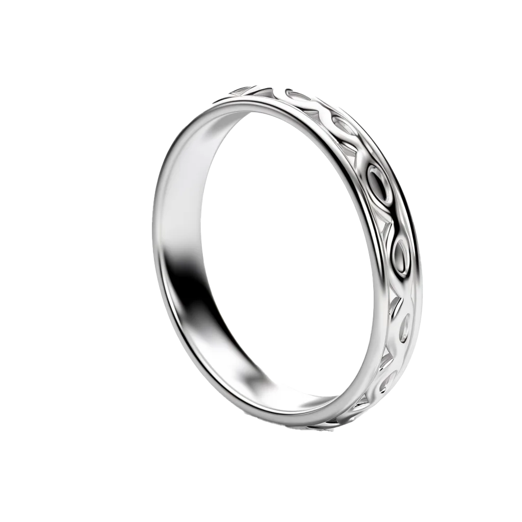 Vintage Engraved Silver Wedding Band Ring Free PNG