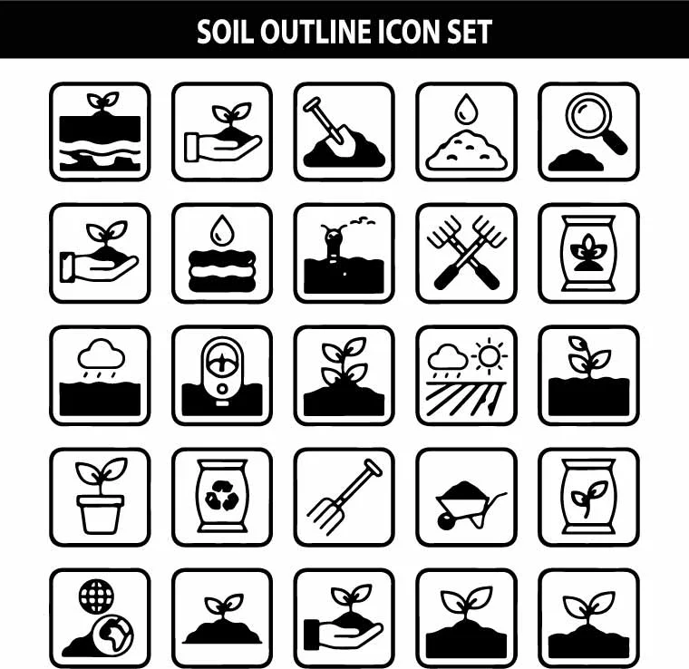 Agriculture Soil and Farming Outline Free Vector Icons