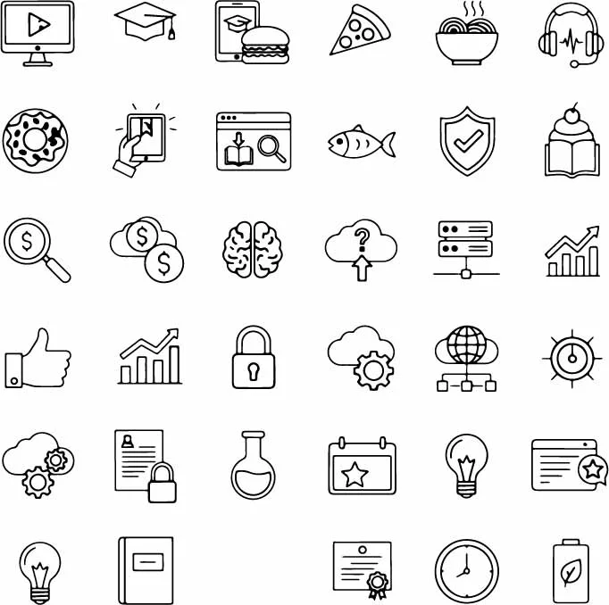 Business Startup and Office Outline Free Vector Icons