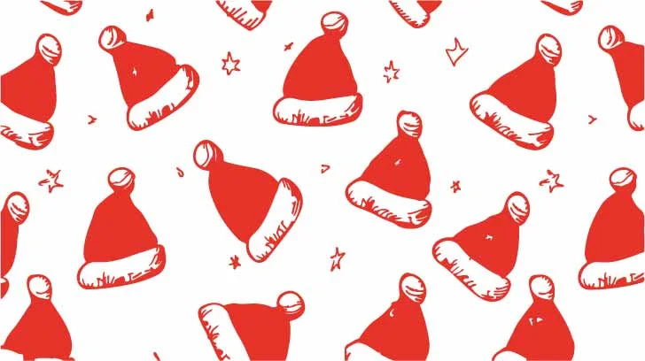 Red Christmas Santa Hats Free Vector Pattern Design