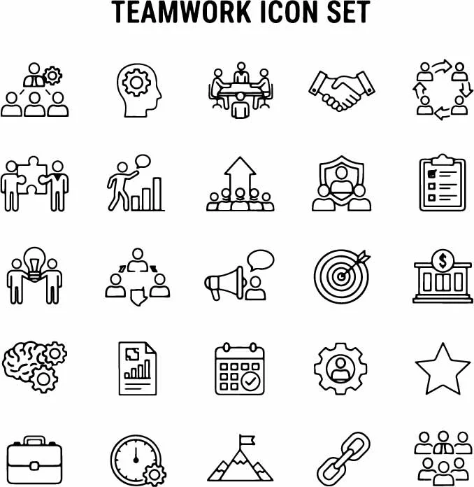 Corporate Teamwork Business Free Vector Icon Set