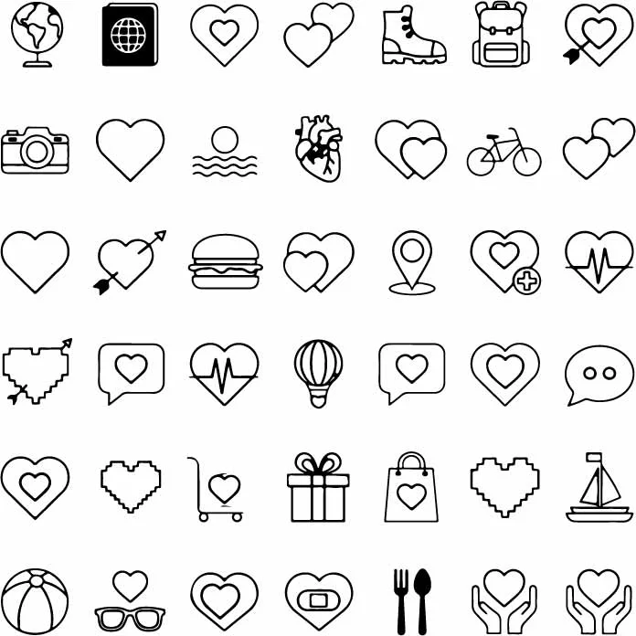 Heart Love Outline Modern Free Vector Icon Set