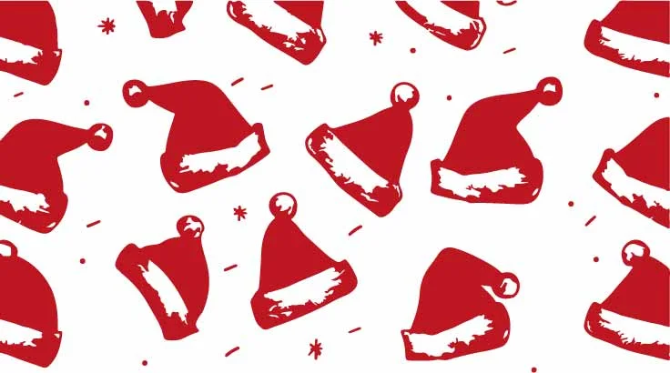 Red Santa Hat Christmas Free Vector Seamless Pattern