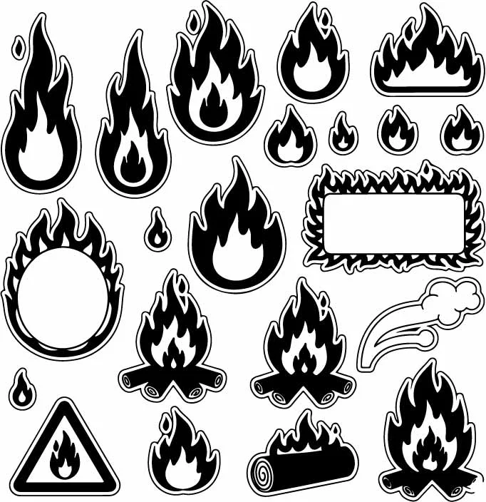Flame and Bonfire Fire Sparks Free Vector Borders