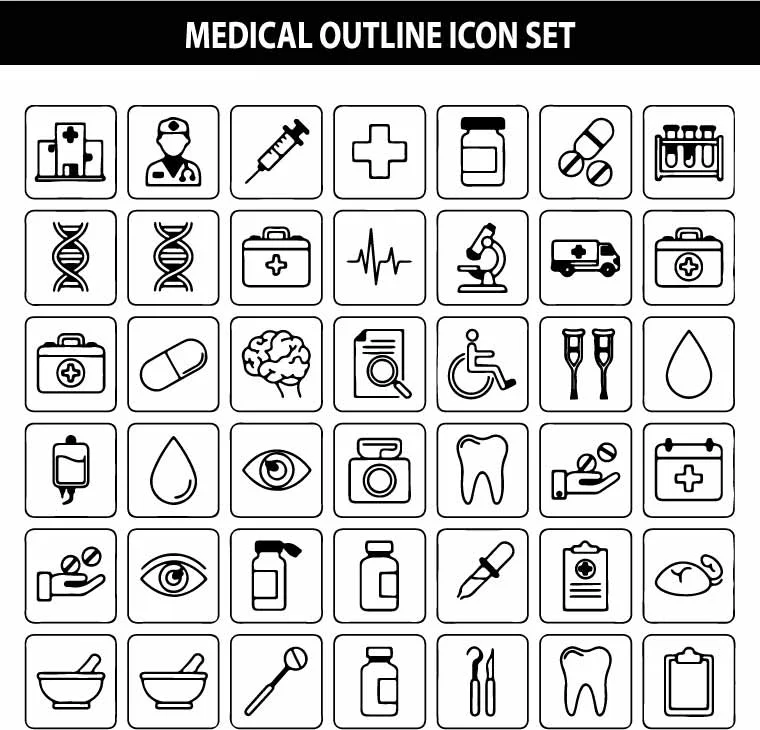 Healthcare and Medical Outline Free Vector Icons