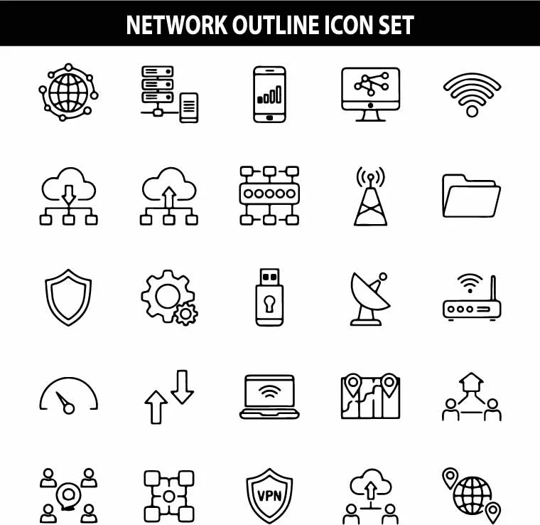Network and Cloud Computing Free Vector Icons