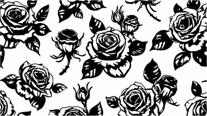 Detailed Blooming Rose Free Vector Seamless Pattern