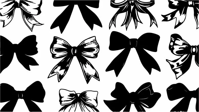 Ribbon Bows Silhouette Set Free Vector Clipart
