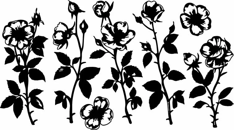 Garden Rose Flower Vines Free Vector Pattern