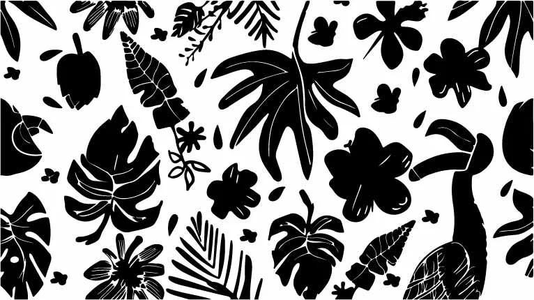 Tropical Palm and Monstera Leaves Free Vector Pattern
