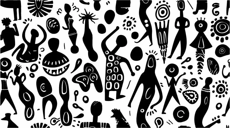 Ethnic Tribal Dancing Figures Free Vector Pattern
